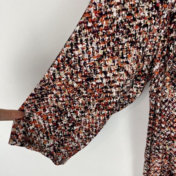 J. Jill Shirt Dress XL Jersey Knit Orange Black 3/4 Sleeve Button Up Pockets​​​​ - Picture 6 of 6